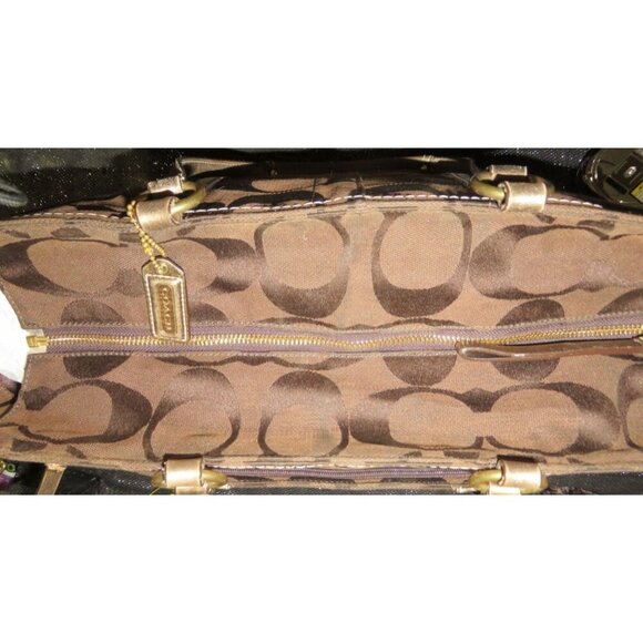 Coach Cursive Creed Limited Edition Brown Signature Jacquard Copper Shimmer Tote - Picture 9 of 14